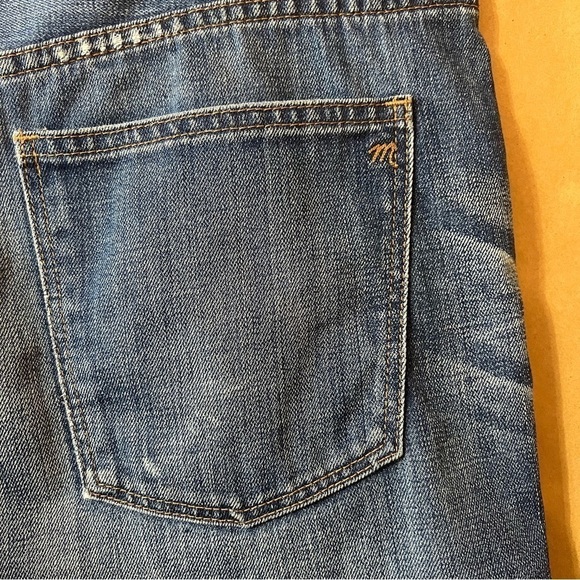 Madewell | Distressed High Rise Longline Denim Shorts Bermuda Raw Hem Size 29 - Picture 8 of 9